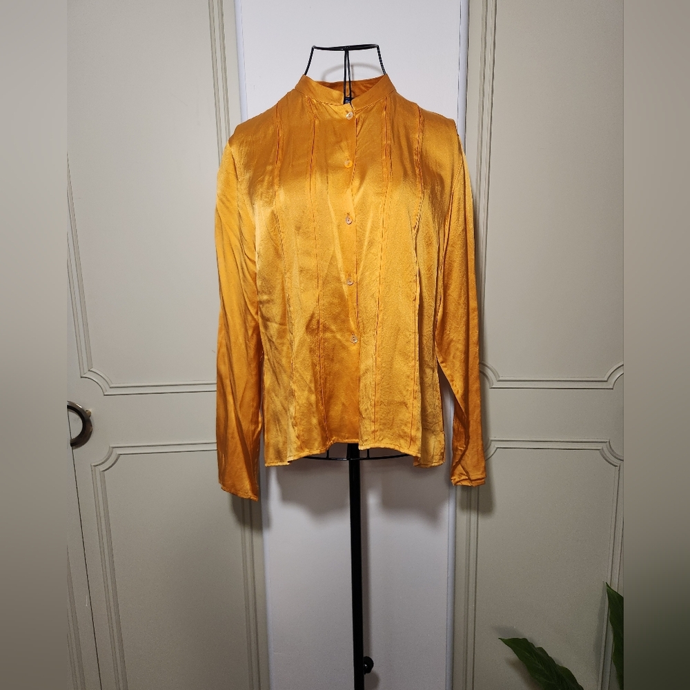 Vintage 100% Silk Austin Reed Golden Yellow Blouse
